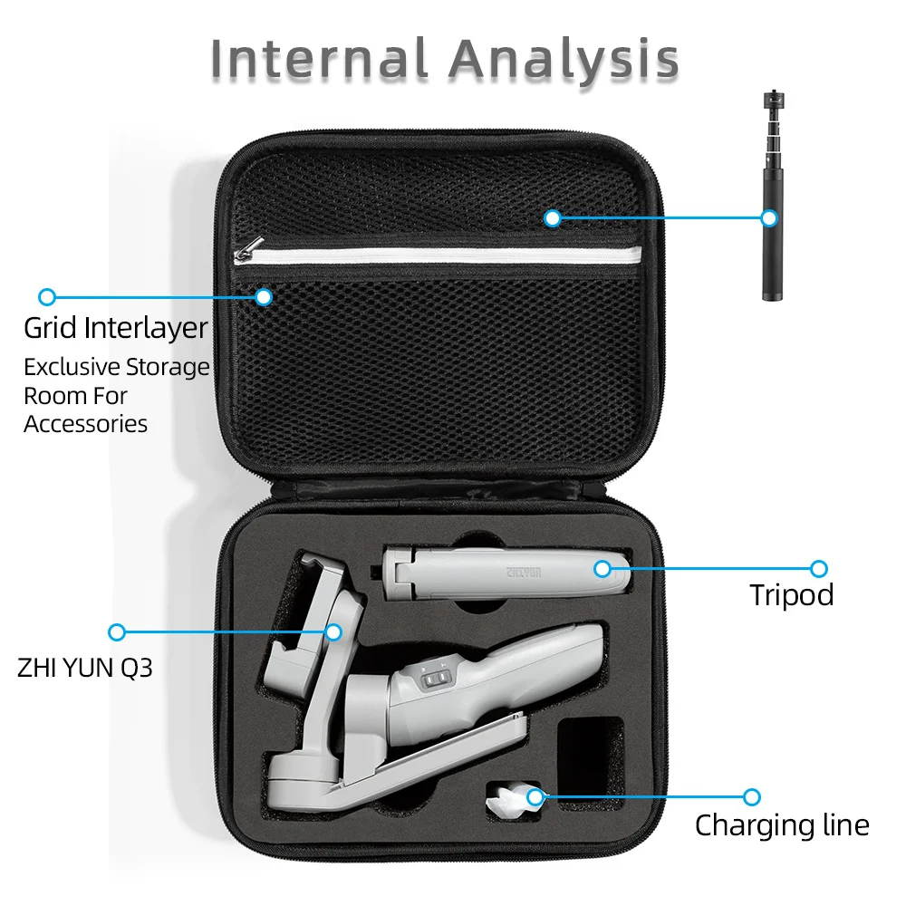 ل Zhiyun السلس-Q3 حقيبة كتف يده Gimbal المحمولة تخزين حقيبة يد مقاوم للماء حمل صندوق الغلاف الصلب اكسسوارات