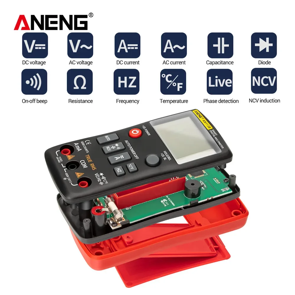 Imagem -04 - Aneng An113b Multimetro Digital Profesional Analogico de Bancada True Rms Automotivo Osciloscopio Multímetro Digital Profissional Analógico Multimeter Capacimetro Digital Testador de Componentes Eletrônicos Ferramentas