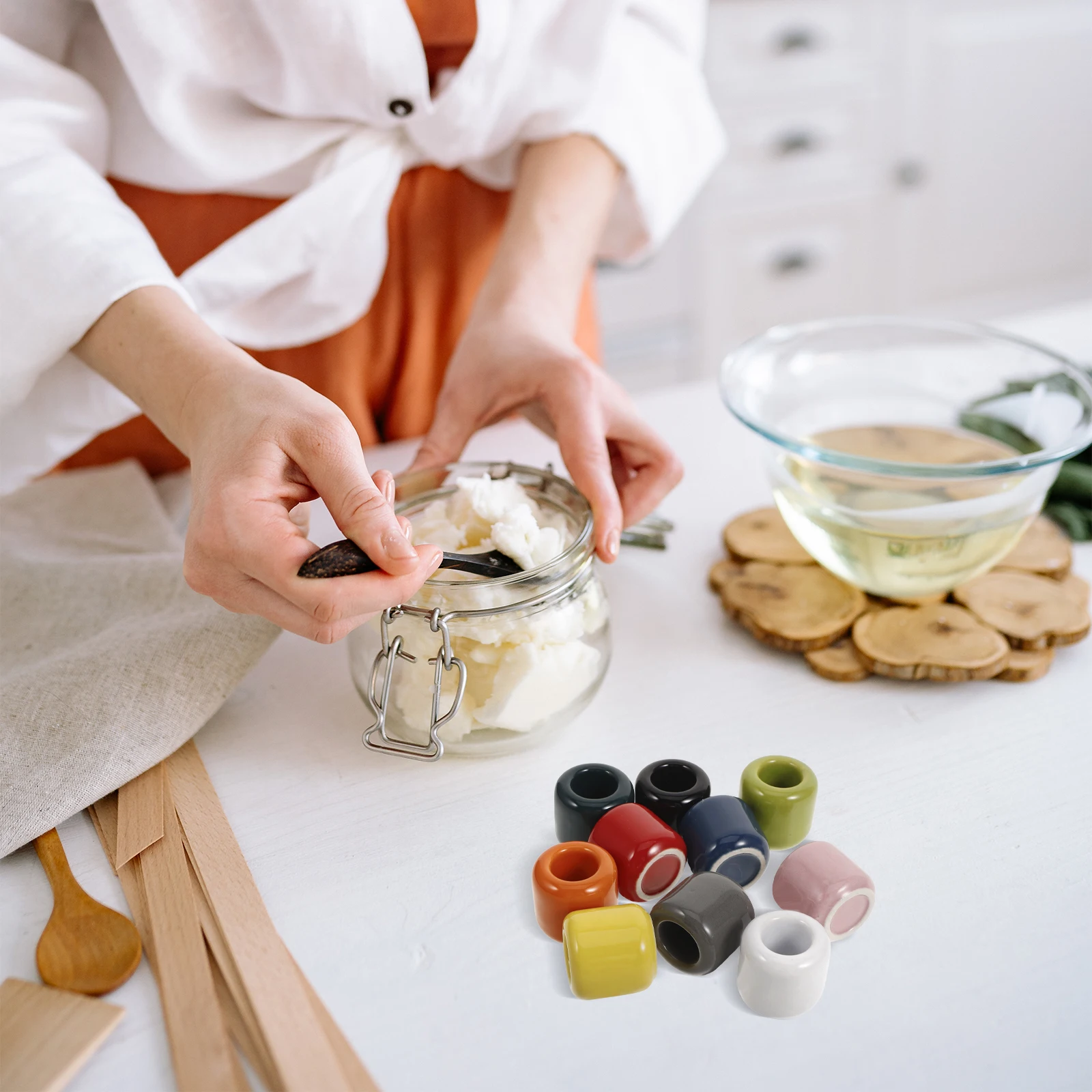 

10Pcs Ceramic Holder Stylish Taper Candlestick Stand for Candlelight Dinner Festival Christmas Desktop Decor Banquets