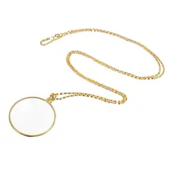 5X Magnifying Glass Reading Glasses Pendant Jewelry Optical Magnifier with Chain Necklace Neckglasses Portable Monocle
