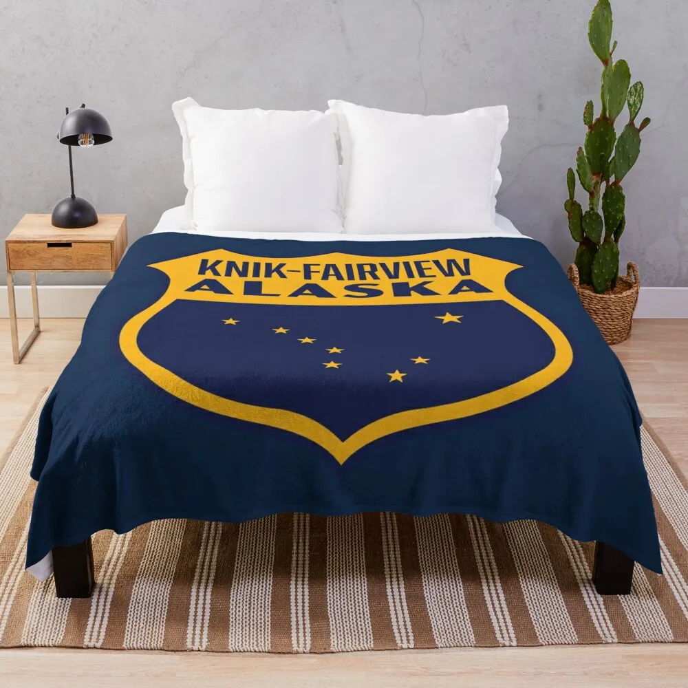 Knik-Fairview Alaska Retro Star Shield (Yellow) Throw Blanket Designers Camping anime Soft Blankets