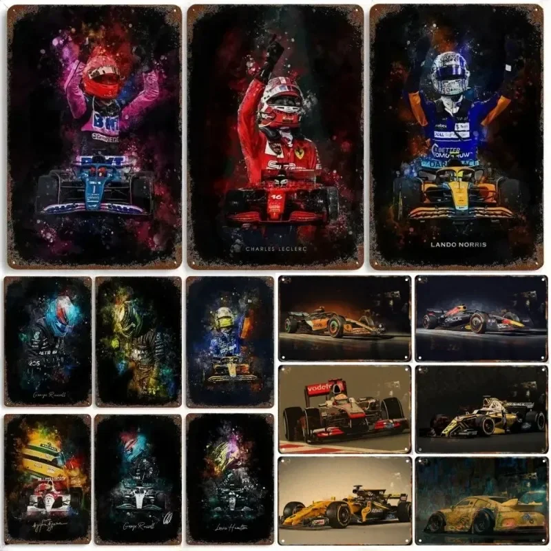 

Metal Tin Poster F1 Formula 1 Racer Legend Lewis Hamilton Tin Sign Metal Plaque Poster for Garage Club Bar Decoration Plates