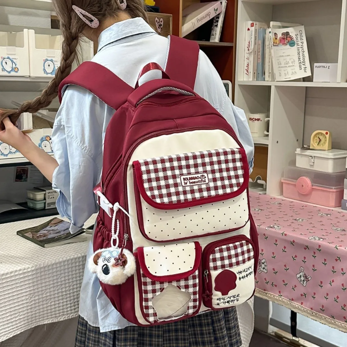 High Aesthetic Value School Backpack for Junior High Girls 2026 New Style Double Shoulder Bag Elementary School Girls Student...