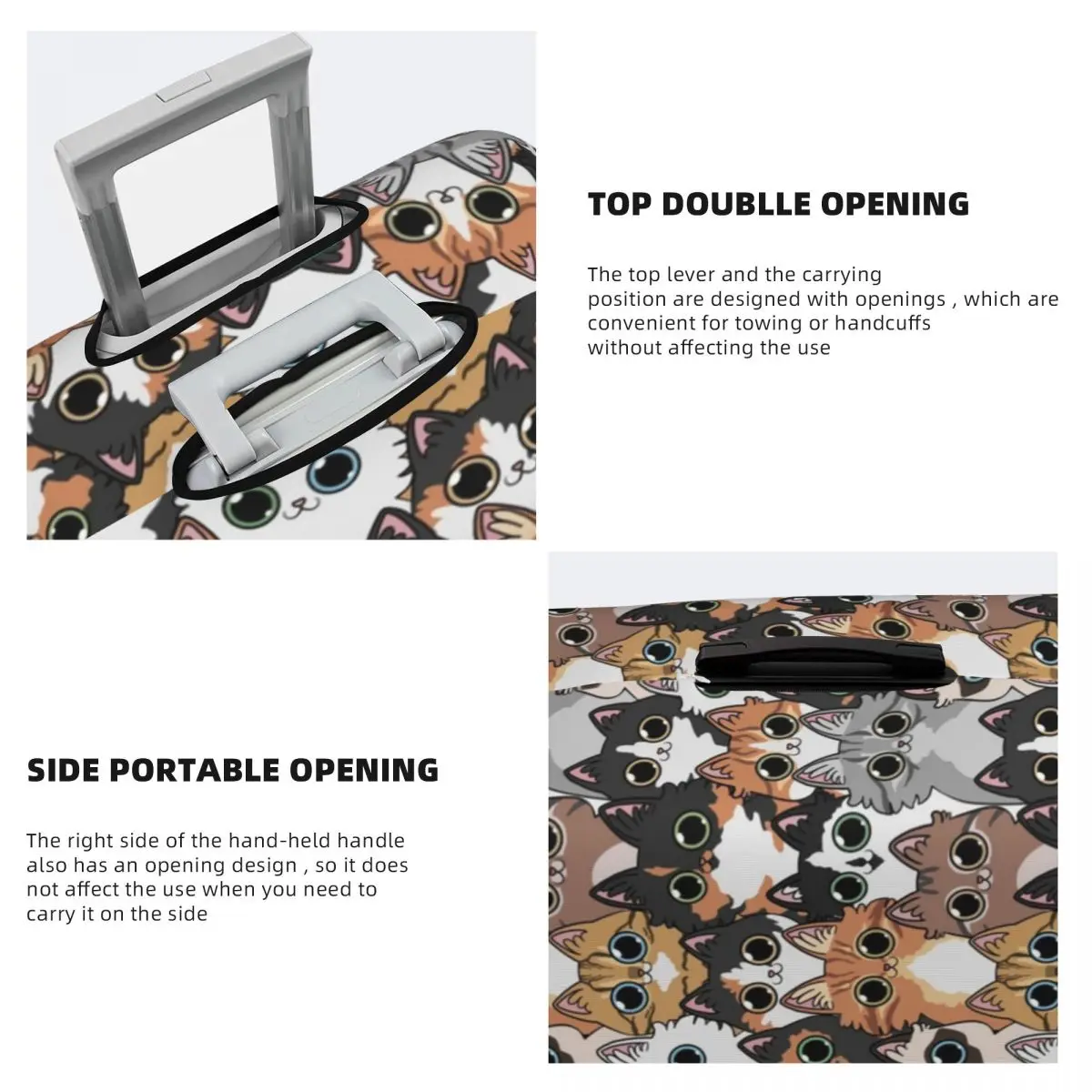 Cute Cats Repeat Suitcase Cover Holiday Funny Animal Manga Practical Luggage Supplies Business Protector