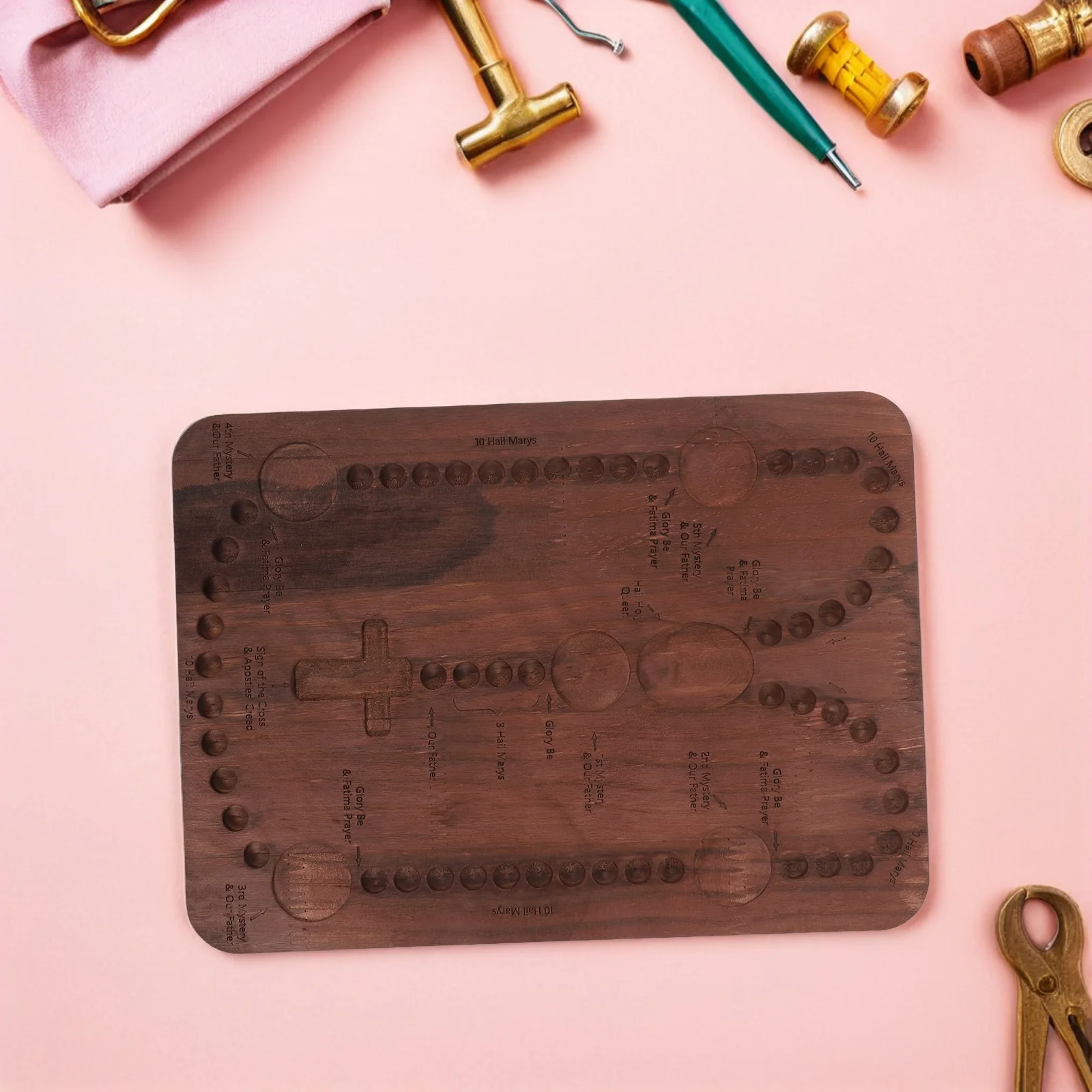 

Wooden Rosary Board Craft Kit Catholic Faith Learning Montessori Prayer Teaching Tool Religious Educational Game Beading Board