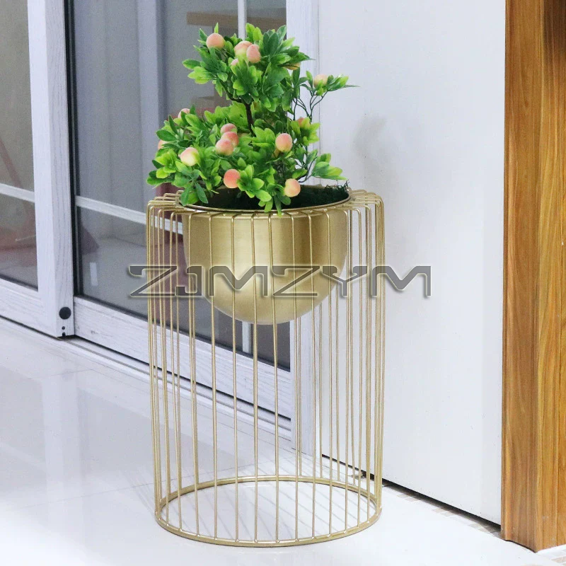 Gold Iron Flower Stand Modern Elegant Metal Plant Holder Rack Floor Standing Flower Pot for Balcony Living Room Home Decor