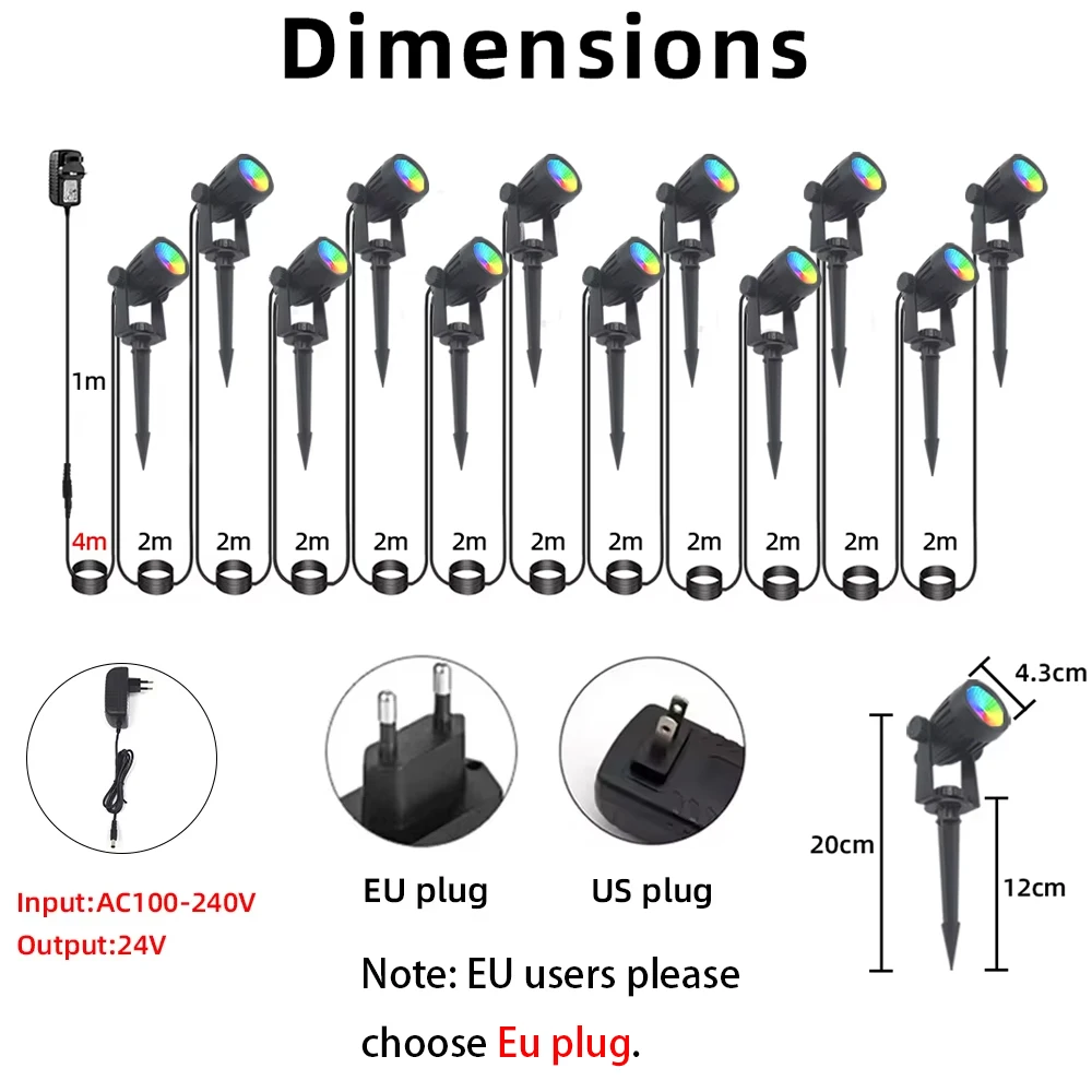 Outdoor Smart Landscape Spotlight APP and Remote Control 16 Million Colors IP65 Waterproof For Path Courtyard Gardens Backyard