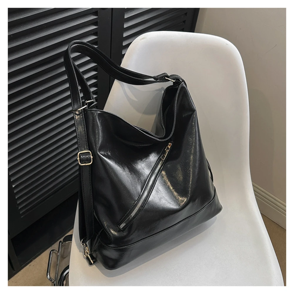 Vintage Leather Shoulder Bag Women Fashion Large Capacity Ladies Commuting Handbag Female Casual Travel Shopping Bag Schoolbag