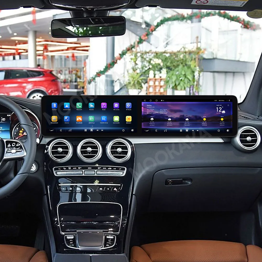 

24,6-дюймовый автомобильный радиоприемник Carplay с двумя экранами для Mercedes Benz C W205 GLC W253 2019 2020 Android Auto Стерео Мультимедиа GPS Navi Головное устройство