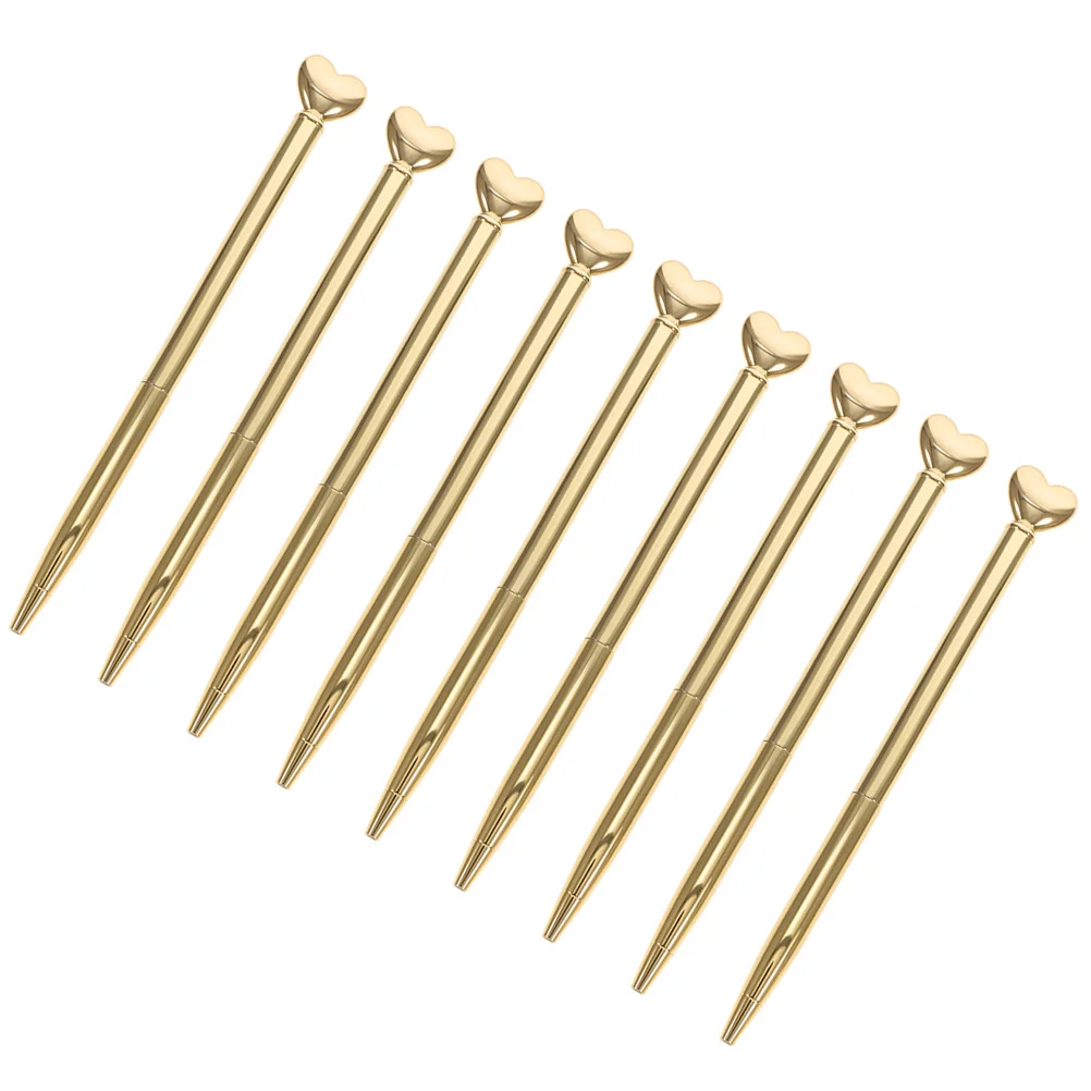 

9Pcs Decorative Cute Pens Metal Barrel Heart Design Writing Pens for Women Birthday Mother Day Guest Book Note Taking