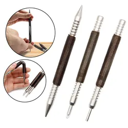 3PC Pointed/Flat Center Punch Positioning Fixer Black Cylindrical Nail Punching Pin Drilling Tool Accessory Set