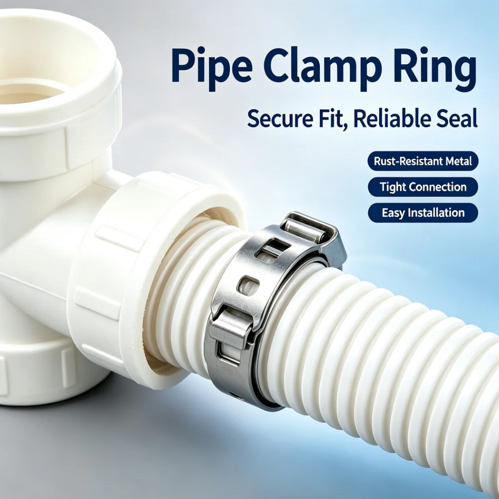 5.3~21mm 304 Stianless Steel Single Ear Stepless Hose Clamps Hose Clamps Cinch Clamp Rings
