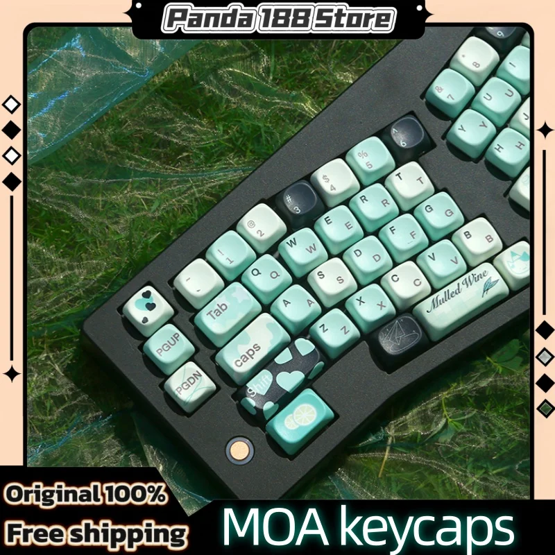 

Mint Green Themed Keycaps 131 Keys Moa Height Pbt Heat Sublimation Customized Mechanical Keyboard Personalized Keycaps