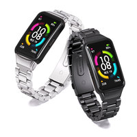 Strap for Huawei Band 6/6 Pro Metal Wristband for Honor Band 6/5i Beracelet for Huawei Band 8 9 10 Strap Leather Pulseira Correa