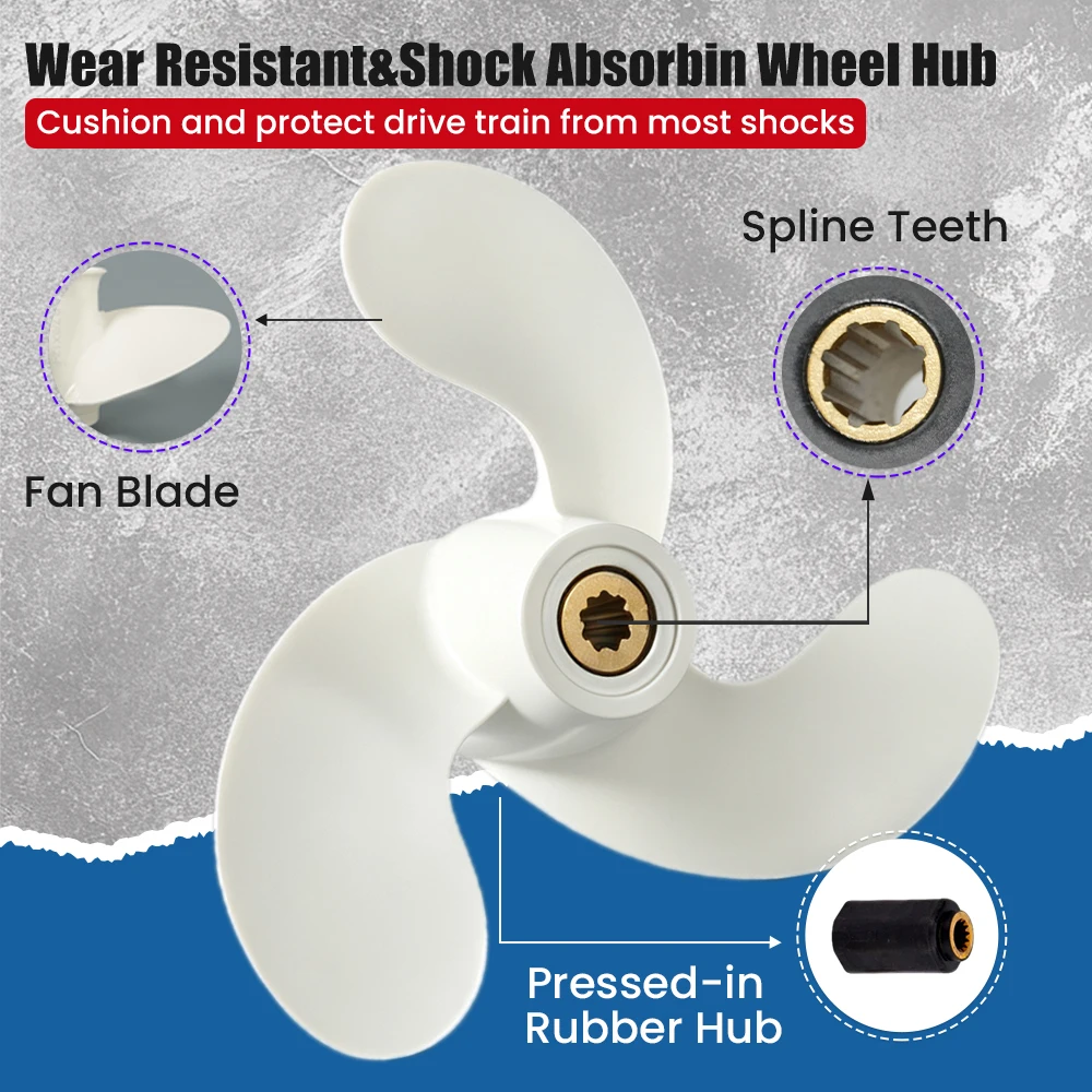 Boat Propeller 7 1/2x4 for Yamaha 4HP 5HP Outboard Engine Aluminum Alloy Screw 3 Blade 9 Spline 624-45943-01-EL