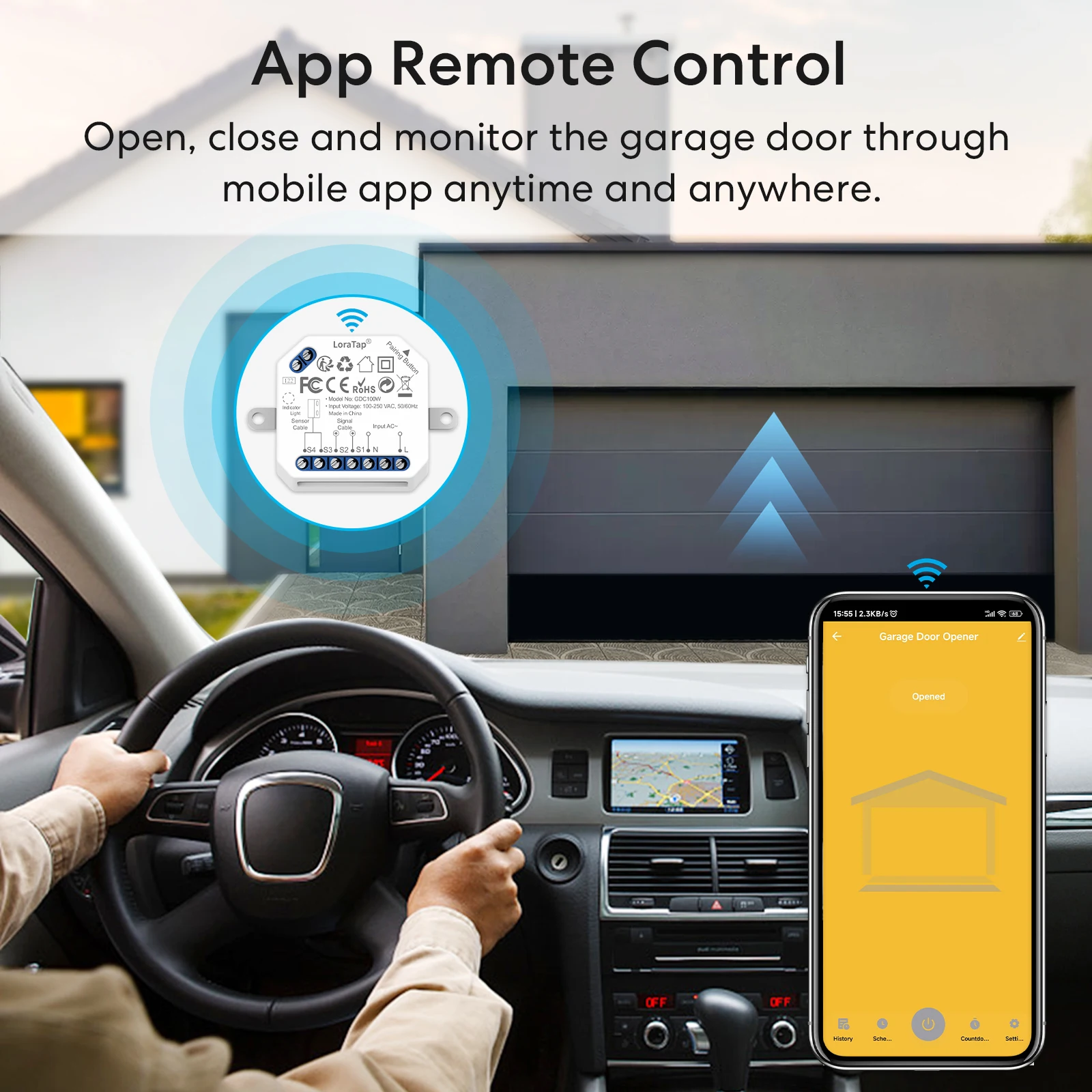 QCSMART Tuya Garage Door Opener Controller System Relay Module Smart Life App Remote Control Timer Work Google Assistant Alexa