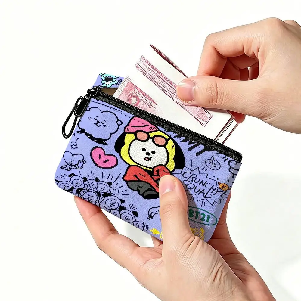 Niedliche BT21 Daily Carry Kleingeldbörse aus Oxford-Stoff, Mehrzweck-Aufbewahrungstasche für Schlüssel, Karten, Münzen – Detail 5
