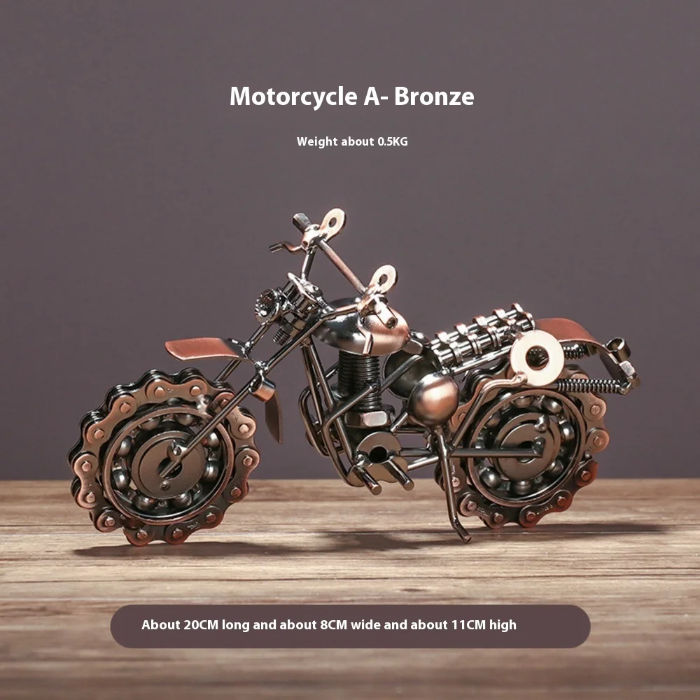 

Vintage Iron Motorcycle Model Retro Craft Metal Artwork for Home Decor Living Room Entryway Classic Bike Airplane Models