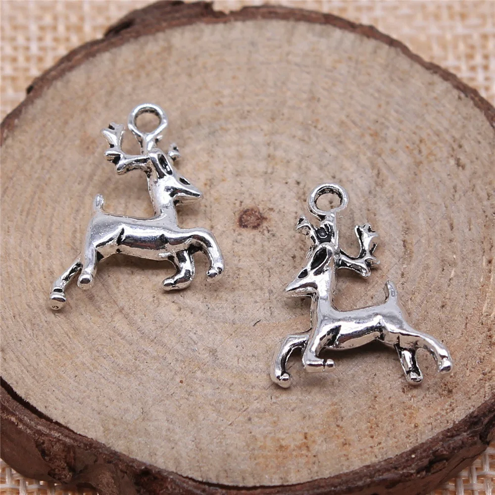 WYSIWYG 10pcs 20x17mm Antique Silver Color Christmas Deer Charms Pendant For DIY Jewelry Making Jewelry Craft Findings