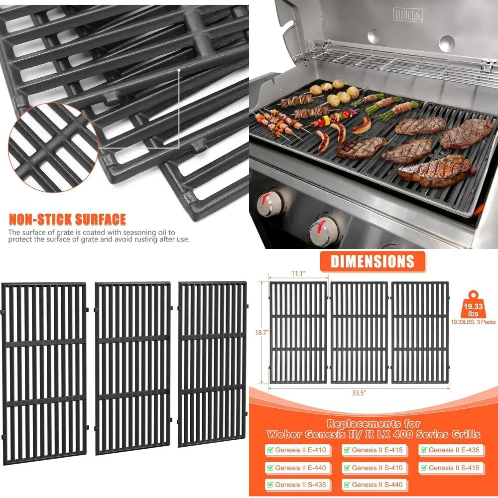 

18.7 Replacement Cooking Grates for Weber Genesis II 400 & LX 400 Series Gas Grills, Compatible with Model 66089