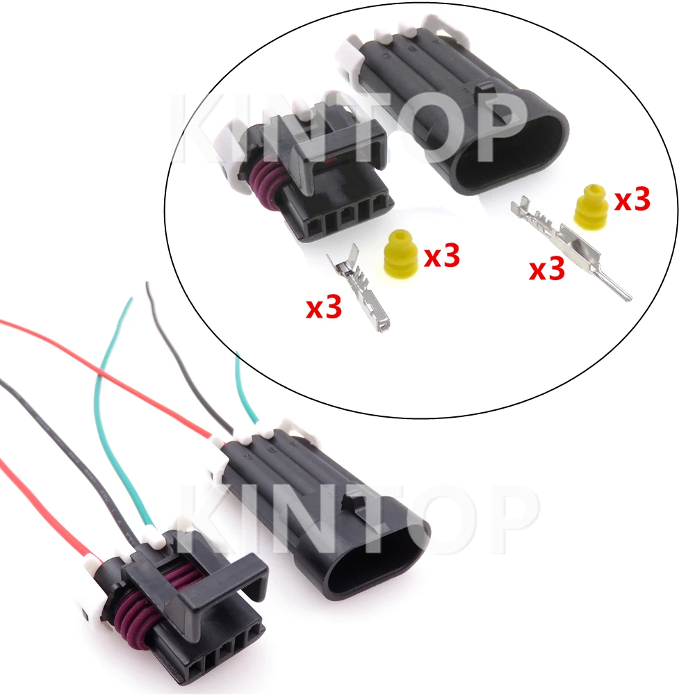 

1 Set 3 Pins Automotive Temperature Sensor Wire Cable Plug 12129615 12110293 Car Waterproof Electrical Socket Starter With Wires