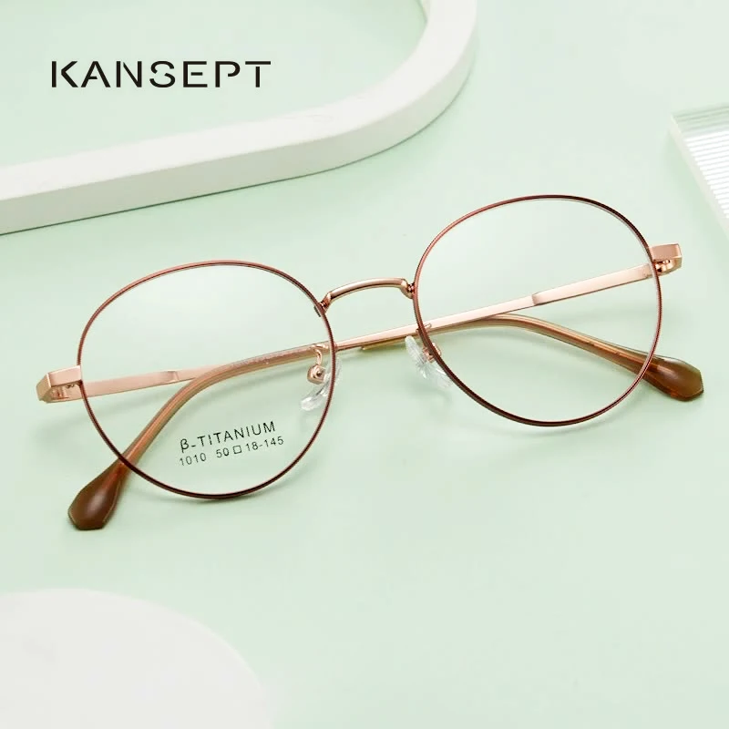 

KANSEPT Round Titanium Glasses Women Optical Ultralight Vintage Myopia Prescription Eyeglasses Spectacle Frames Fashion #1010TH