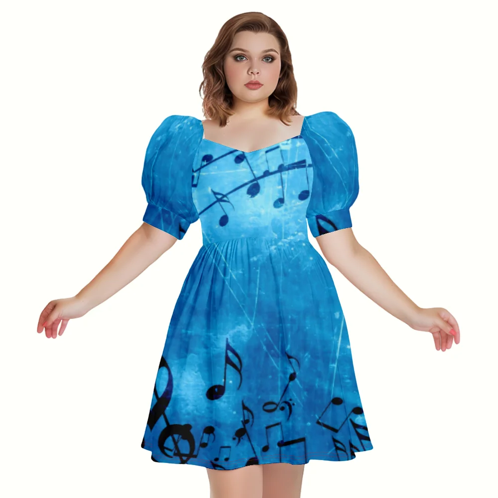 Summer Dress Music Note Print Maxi Dress Fashion Evening Dresses Stylish Party Dresses Beach Women Elegant Robe Girl Vestido