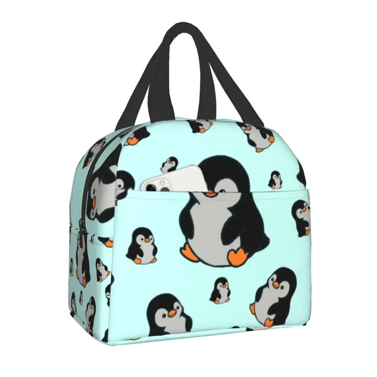 

Custom Cute Penguins Lunch Bag Men Women Cooler Thermal Insulated Lunch Boxes for Adult Office