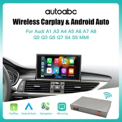 AUTOABC Wireless CarPlay Geeignet für Audi A1 A3 A4 A5 A6 A8 Q2 Q3 Q5 Q7 MMI Modul Android Auto Spiegel Reverse Kamera