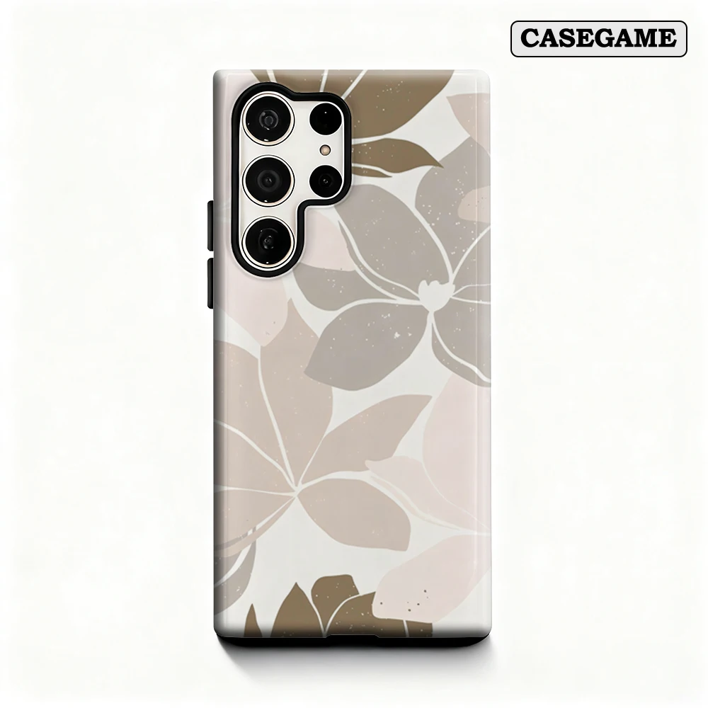 

Чехол для телефона с силуэтом нейтрального листа для Samsung Galaxy S25 Ultra S24 S23 Ultra Plus, противоударная двухслойная задняя крышка