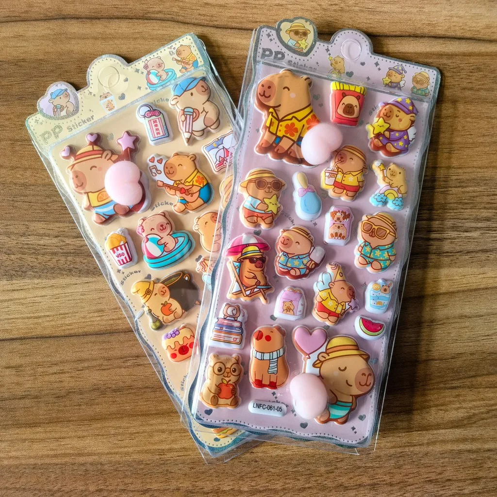 Capybara Themed PP Sticker Set (2 Pcs) - Fun Embellishments for Planners & Handcrafts Papery Pop Store