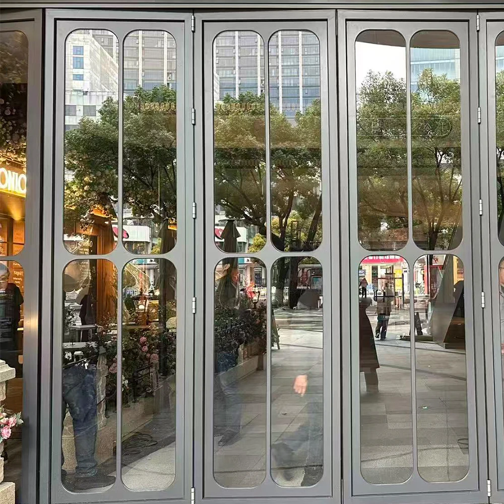 Premium Aluminum Alloy Folding Door Lightweight Thermal-Break Frame Foldable Door for Living Room Commercial Storefront
