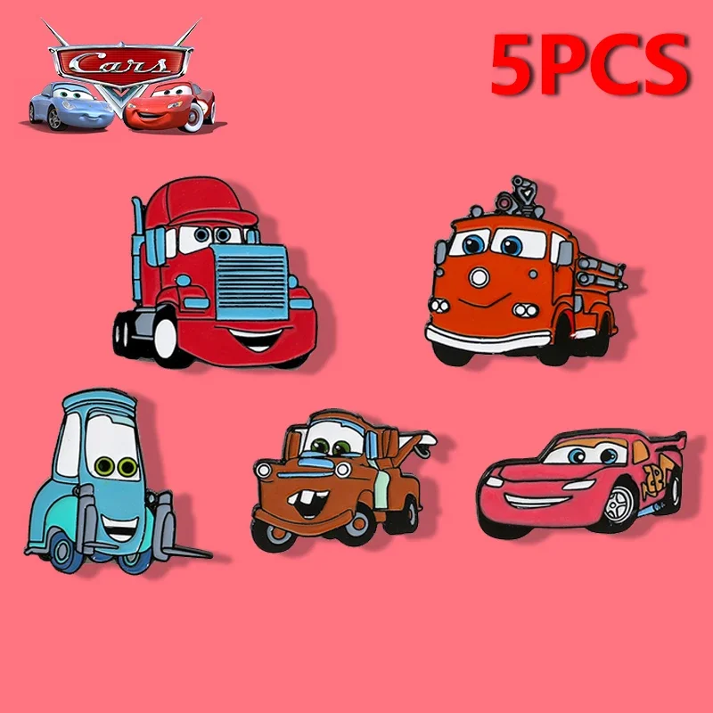 Disney Cars Lightning McQueen Cartoon Enamel Pins Cute Metal Brooches Denim Jacket Pin Ladies Brooch Boys Gift for Friends 2024