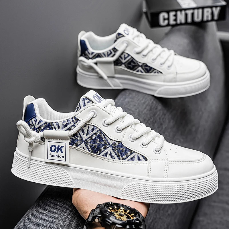 

Men's Shoes 2025 New Breathable White Shoes Men's Trendy and Versatile Thick Soled Sports Board Shoes Trendy Shoes Zapatillas