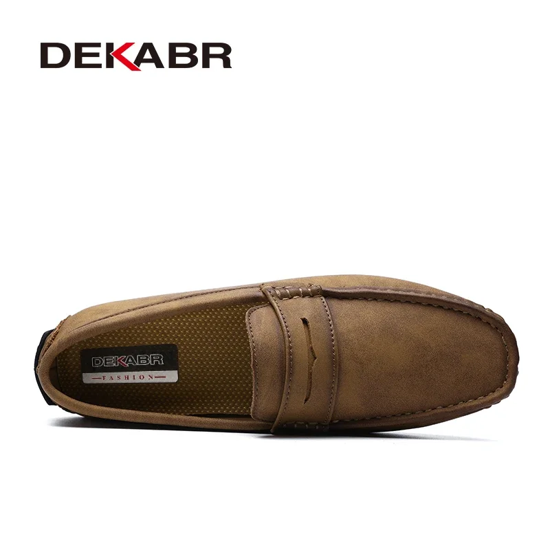 DEKABR Fashion Men Shoes Genuine Leather Casual Shoes Classic Mens Loafers Slip On Men's Flats Driving Shoes Plus Size 49