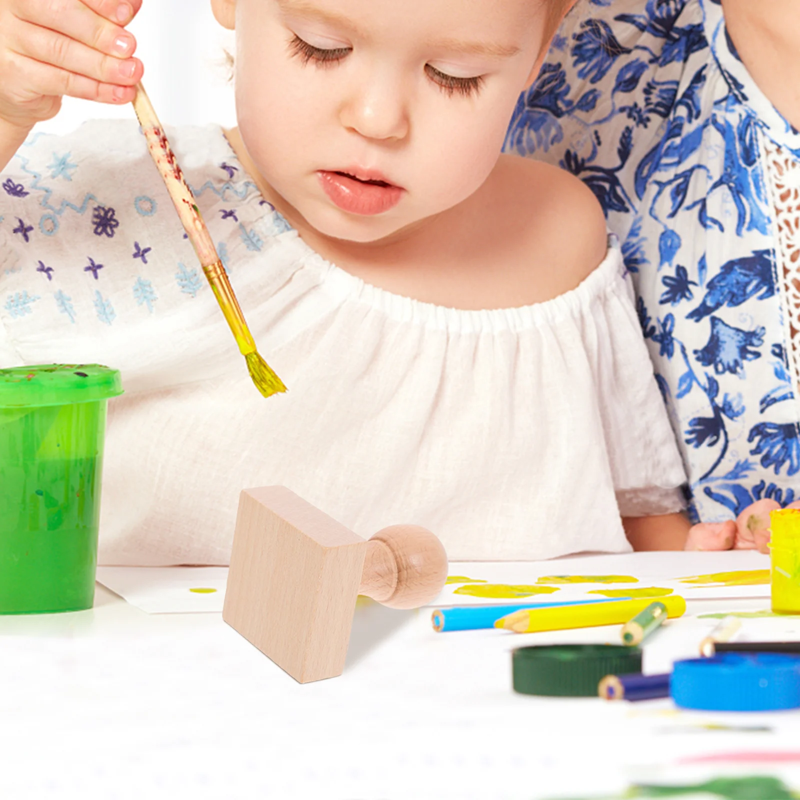 2 قطعة طوابع مطاطية للأطفال لتقوم بها بنفسك ختم خشبي حرفة للأطفال كتلة خشبية إبداعية مجلة فنية سكرابوكينغ طوابع زخرفية #1