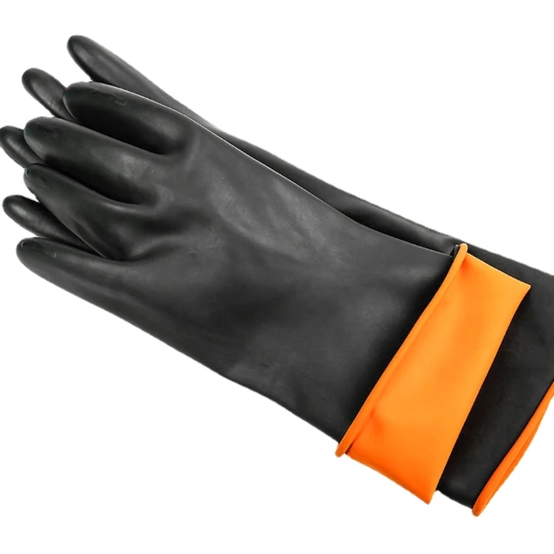 36cm Black Gloves Heavy Duty Rubber Gloves Acid Alkali Resistant Chemical Work Safety For Industry Labor Protective Glove