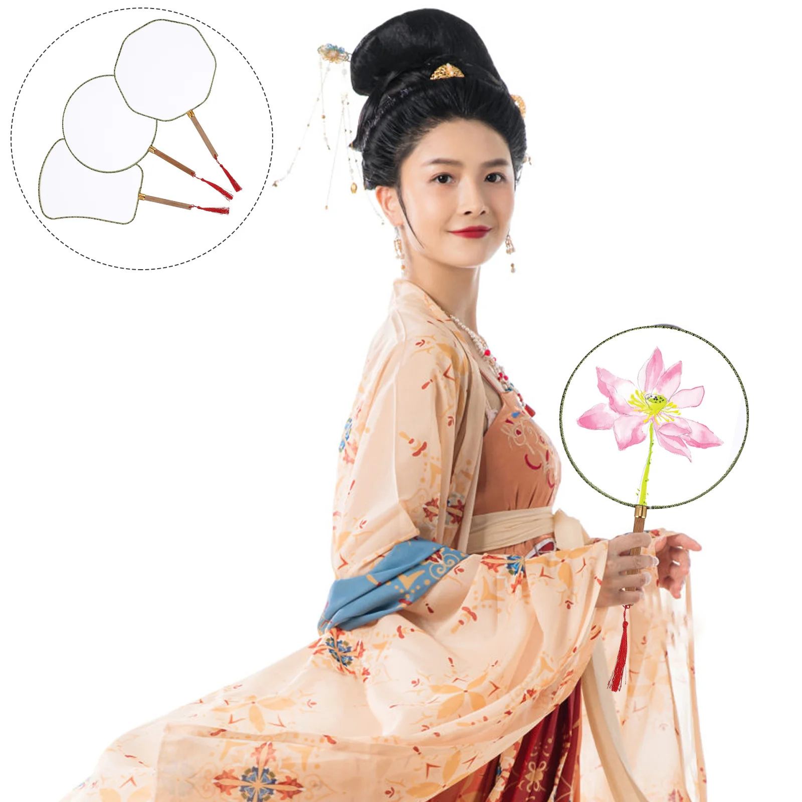 

3Pcs Painting Fans Blank DIY Fans for Hand Painted Drawing Craft Projects Versatile Decorative Graffiti Fan