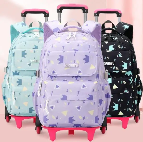 School Backpack with wheels Girls 17 Inch School Trolley Bag For School Rolling Bag School Wheeled backpack Rolling Satchel bag