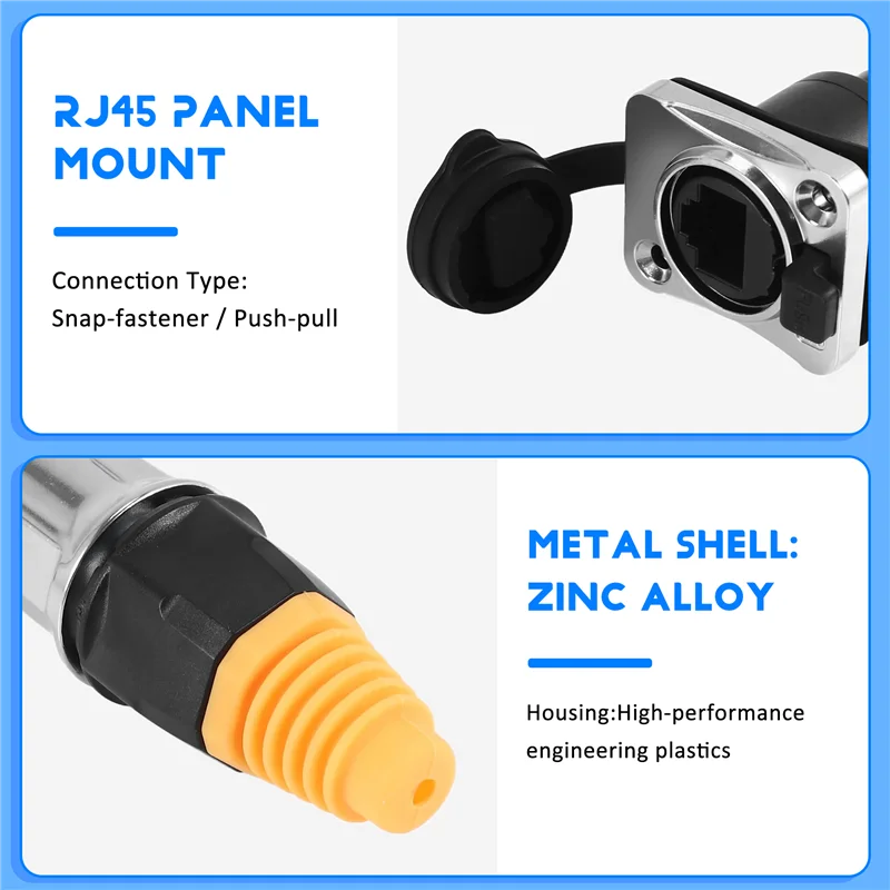 BAAJ-IP67 Network RJ45 Waterproof Connectors / Ethernet RJ45 Waterproof Plug + Waterproof Socket For Outdoor Ethernet