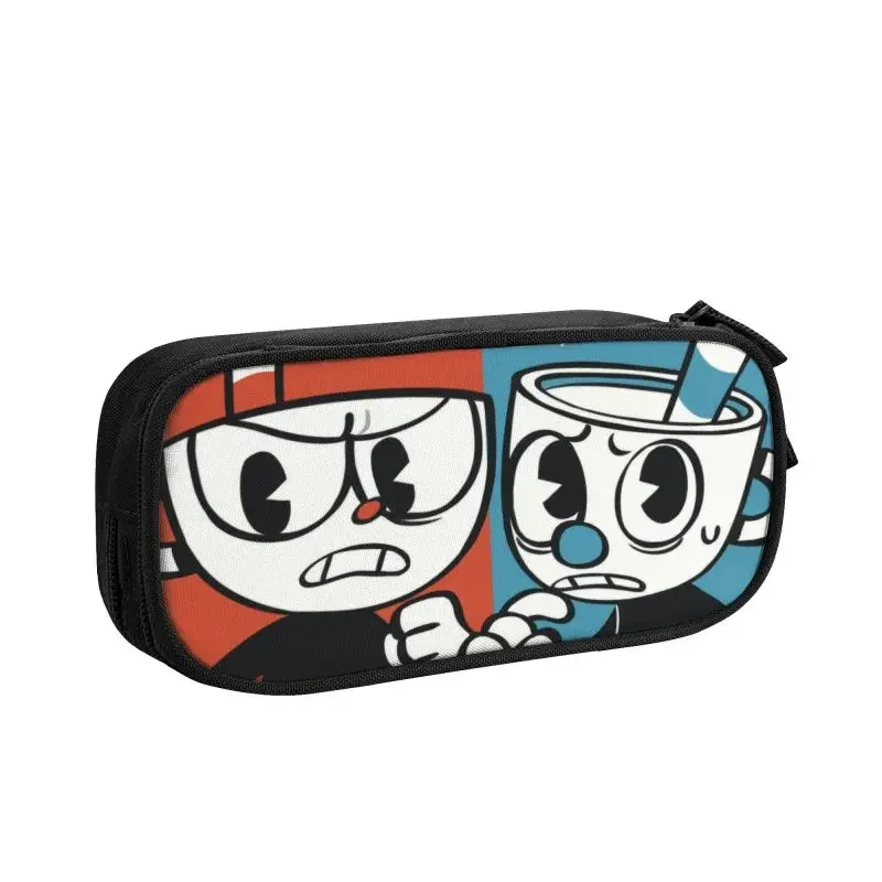 Cute Cuphead Mugman Pencil Case for Girl Boy Large Capacity Video Gaming Pencil Bag School Accessories