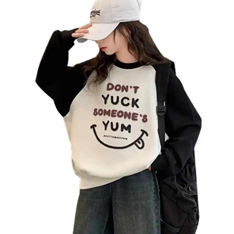 

Spring Child Sweatshirt Clothes for Kids Girls Pullover Tops Korean Fashion Letter Print Sweatshirts For Teenagers Age 5-14 Y