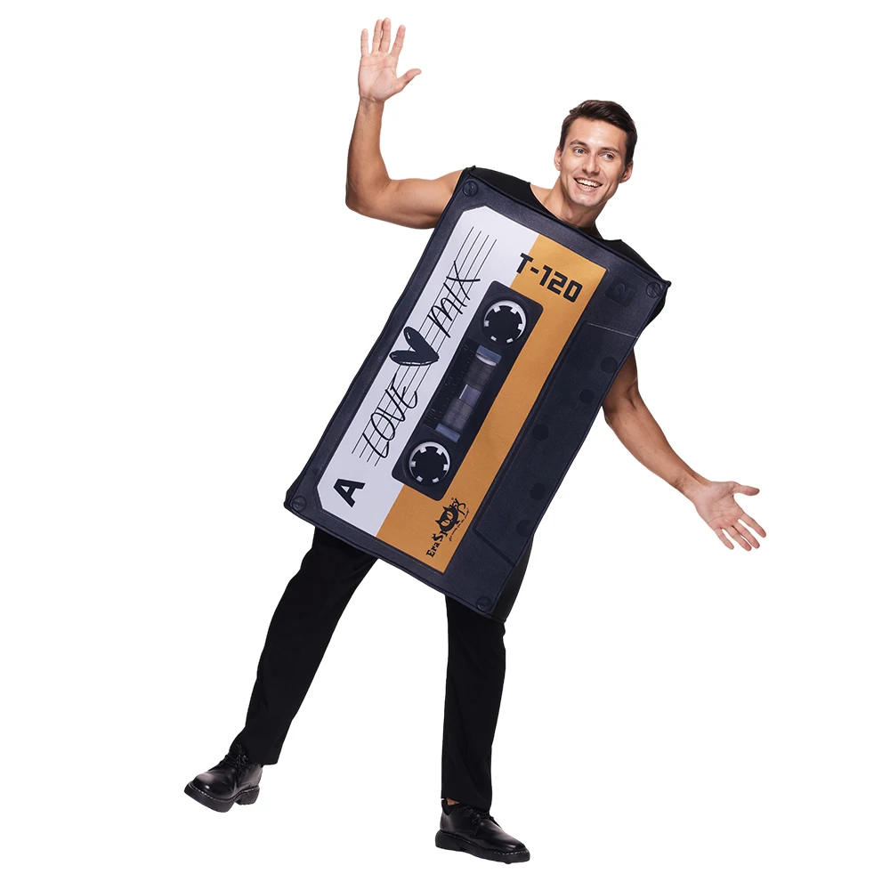 Adult Love Mix Tape Halloween Costume Retro 80's Funny Cassette Tunic Carnival Easter Purim Fancy Dress