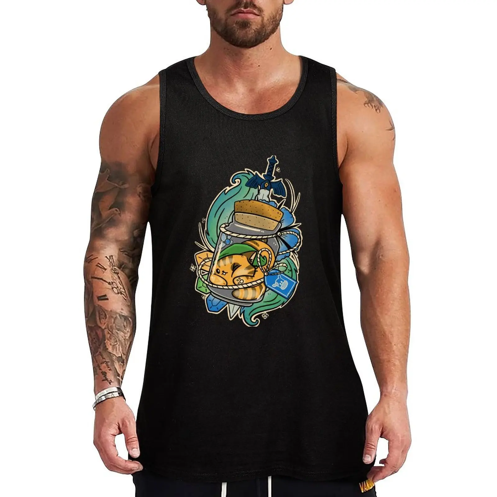Milk in Bottle Tank Top Outdoor Work Tank Top Rugged Sleeveless Wear