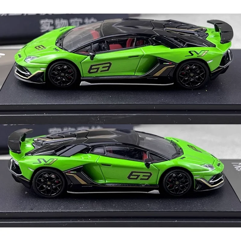 Maxwell 1/64 Lamborghini Aventador SVJ # 63 Vehículo de motor de juguete de aleación Regalos de modelo de metal fundido a presión