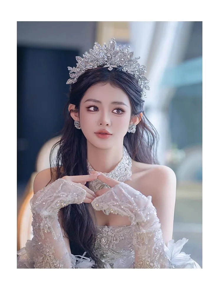 Y Роскошный, элегантный и изысканный свадебный головной убор с короной, красивые серьги принцессы, аксессуары для свадебного стиля