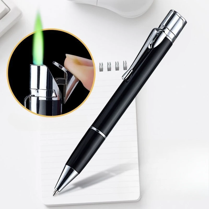 Personalized Creative Pen Type Ballpoint Pen Tip Metal Windproof Lighter Writing and Ignition Dual-use Men's Cigarette Lighter