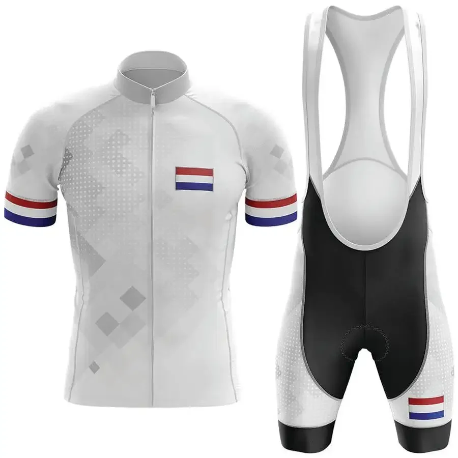 POWERBAND Netherlands NATIONAL SHORT SLEEVE CYCLING JERSEY SUMMER CYCLING WEAR ROPA CICLISMO+BIB SHORTS