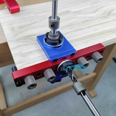 3 in 1 Adjustable Doweling Jig Woodworking Pocket Hole  with Drill Bit for Furniture Drilling Guide Locator Puncher Tools