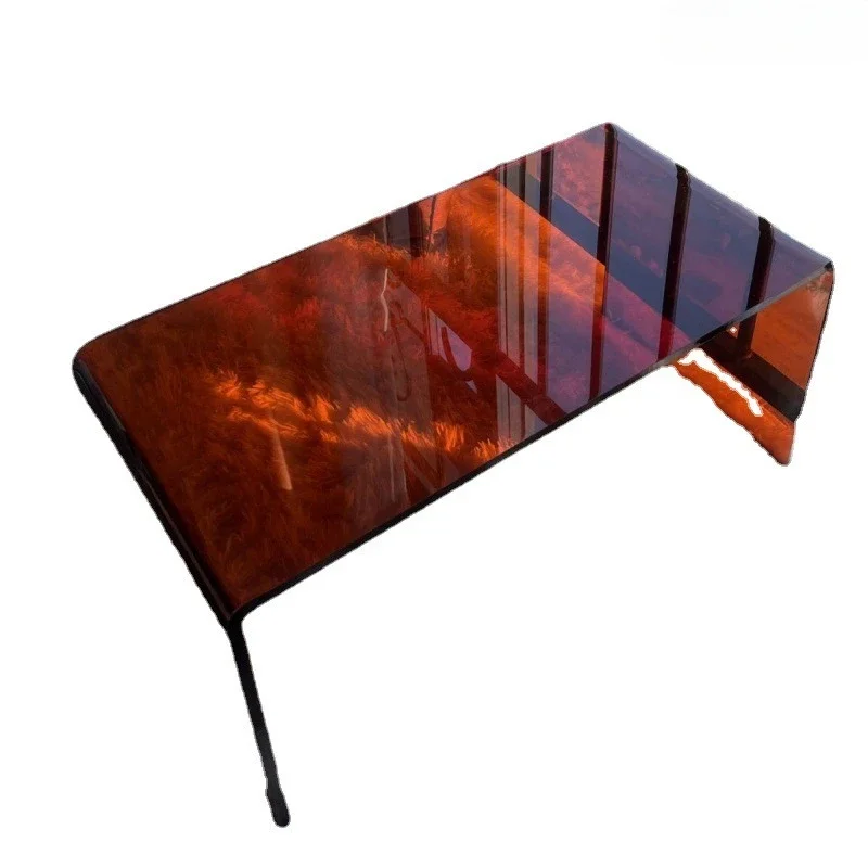 Acrylic edge table, corrugated transparent tea table, small unit storage table, modern and minimalist sofa net,n